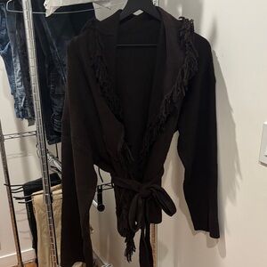 Micas brown belted sweater